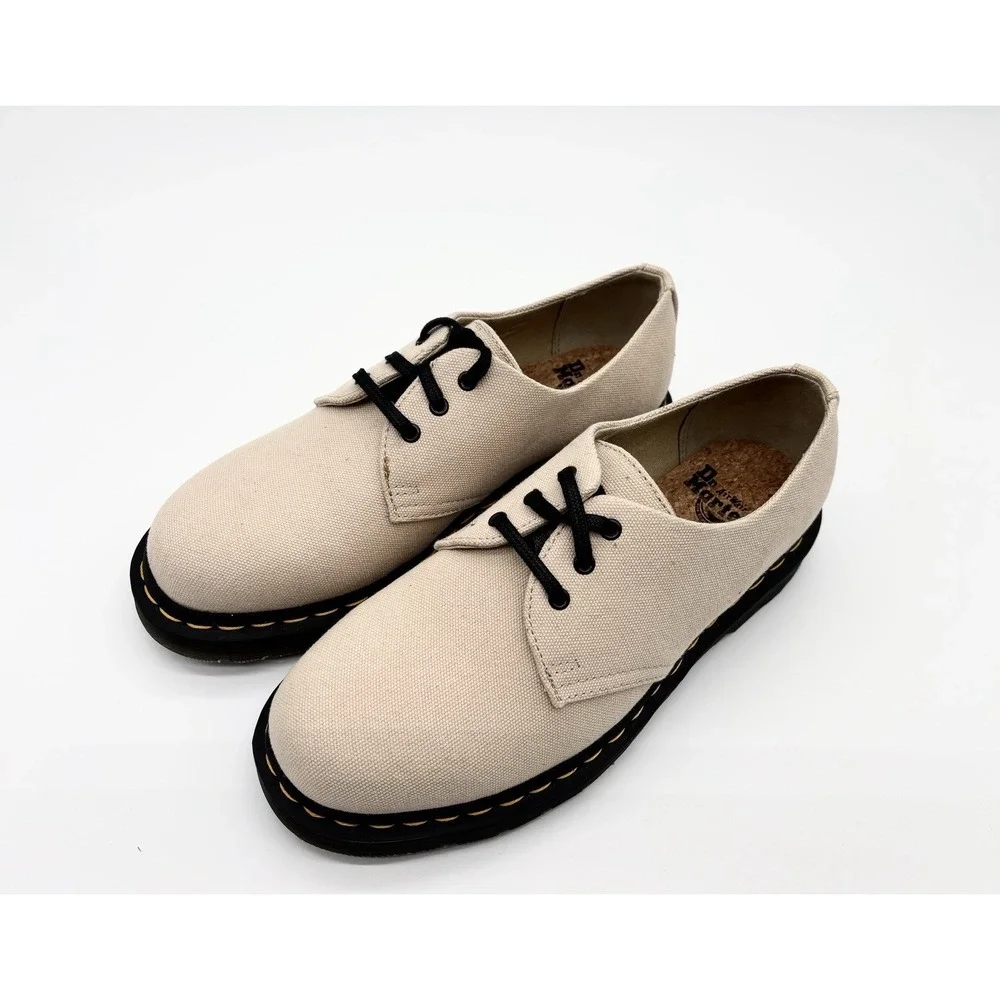 DR MARTENS 1461 Natural Canvas Casual Oxford Shoes Warm Sand Men's 7 Women's 8